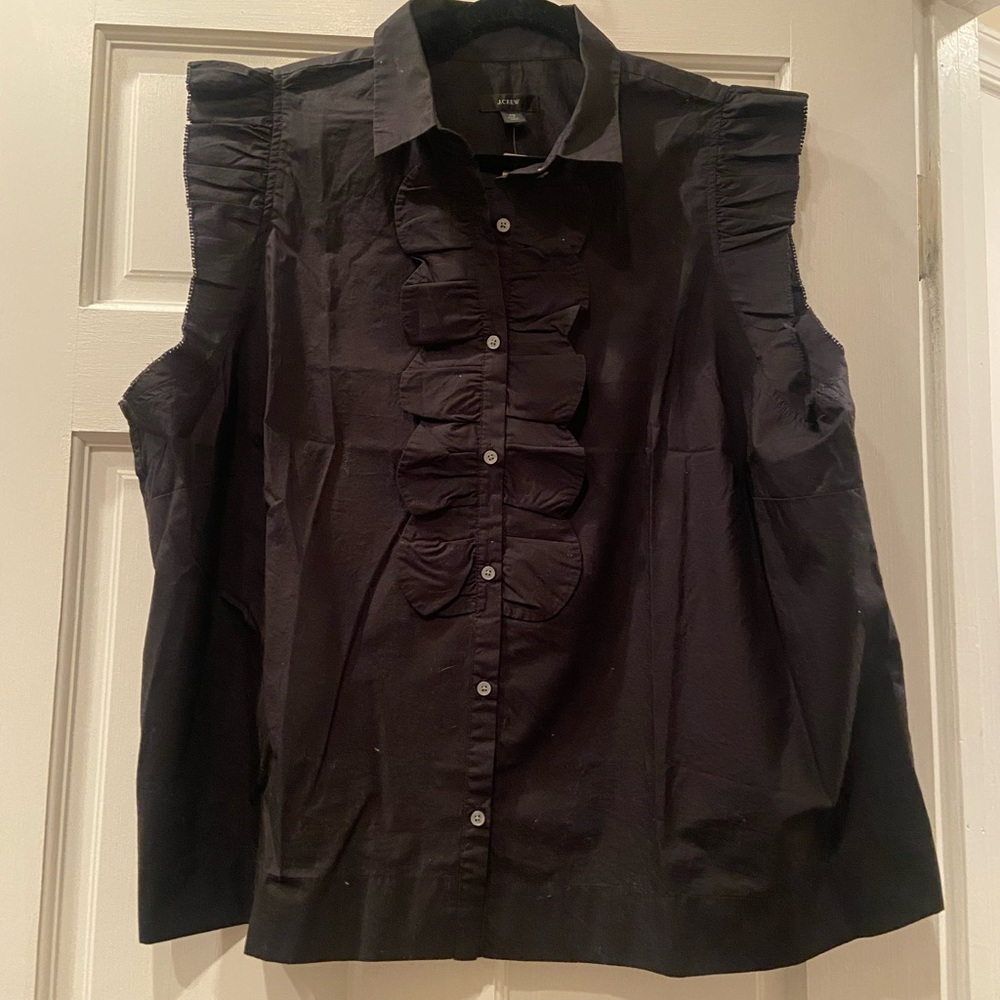 BRAND NEW, NEVER WORN. Jcrew cotton poplin sleeveless top. Black. 3x Women’s.
